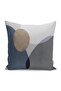 Brown-Blue Canvas Motif Modern Art Patterned Digital Printed Pillow Cushion Cover on the Floor