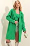 Women's Green Double Pocket Lined Winter Stamp Coat ALC-X9447 - 4