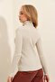 Light Beige Turtleneck Ribbed Knit Sweater Alc-X9381 - 4