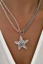 Transparent Crystal Star Pendant Silver Color Necklace - 3