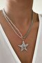 Transparent Crystal Star Pendant Silver Color Necklace - 4