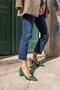 Barbara Women's Green Matte Leather Thick Heeled Shoes - 5