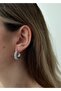 Silver Color Mini Zircon Stone Hoop Earrings - 3