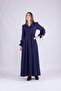 Women's Maxi Length Double Breasted Collar Long Sleeve Dress - 6