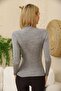 Women's Gray Self-Collared Ribbed Knitwear Sweater - 4
