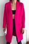 Women's Fuchsia Color Long Double Pocket Standard Size Knitwear Cardigan - 2
