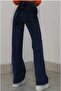 Wendy Loose-Fit Jeans Blue Snow Stretch Fabric Palazzo Navy Blue Jeans - 2