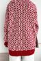 Women's Red Geometric Pattern Double Pocket Buttoned Loose Oversize Knitwear Long Cardigan - 6