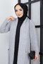Women's Gray Shawl Collar Knitted Detailed Pocket Knitwear Cardigan - 5