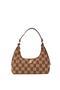 Brown Checkers Canvas Women's Shoulder Bag 05Po22K1596
