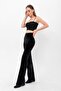 Black Half Flared Velvet Trousers - 5