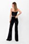 Black Half Flared Velvet Trousers - 7