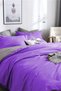 Single Ranforce Double Sided Duvet Cover Set - With Elastic Sheets - Purple Blue/Grey