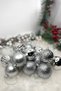 16-Piece Silver Color Cici Ball 6 cm Glittery Matte Shiny Embossed Gray Silver Christmas Pine Tree Ornament - 6