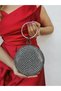 Women's Evening Dress Clutch Portfolio Bag with Round Platinum Stone Bracelet Accessories