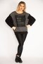 Women's Large Size Black Print Detailed Two Color Tunic 65n35209
