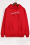 Red K.atatürk Signature Printed Hooded Sweatshirt