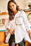 Women's Black and White Cut Out Detail Back Sambre Oversized Shirt GML-19001052 - 2