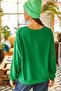 Women's Plain Grass Green Basic Soft Textured Loose Sweatshirt SWT-19000457 - 6