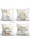 New Year & Christmas Double Sided Pattern Printed Decorative Throw Pillow Cover Set of 4