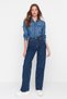 Pomelan High Waist Lycra Wide Leg Denim Jeans, Wide Leg Jeans - 3