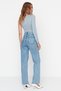 High Waist Lycra Wide Leg Denim Jeans - 5