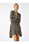 Geometric Patterned Satin Mini Dress - 2