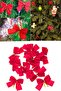 12Pcs Red Christmas Pine Tree Bow Ribbon New Year Christmas Party Decoration Ornaments 7.5x5cm - 4