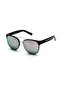 Women's Sunglasses Oval Design Black Frame Silver Mirrored Glass