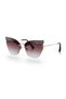 Women's Sunglasses Cat Eyes Design Gold Frame Pearl Detailed Brown Glass - 2