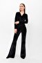 Black Half Flared Velvet Trousers - 3