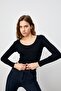 Women's Black Pool Collar Camisole Crop Body - 6