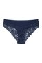 Navy Blue Cotton Front Waist And Back V Lace Slip Women's Panties - 2