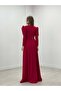 Crepe Fabric Double Breasted Collar Kiloş Dress Red - 5