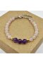 Amethyst And Pink Quartz Stone Sphere Cut Natural Stone Bracelet