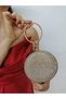 Women's Round Gold Evening Dress Clutch Portfolio Bag with Gold Stone Bracelet Accessories - 4