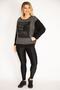 Women's Large Size Black Print Detailed Two Color Tunic 65n35209 - 2
