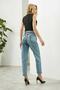 Cindy Women's Light Blue Snow Washed High Waist Denim Mom Jeans Boyfriend - 5