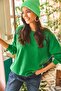 Women's Plain Grass Green Basic Soft Textured Loose Sweatshirt SWT-19000457 - 5