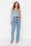High Waist Lycra Wide Leg Denim Jeans - 3