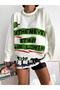 Never Giving up on Love Slogan Collar Stone Detailed Knitwear White Sweater - 2