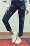 Women's Mom Fit Jeans Star Embroidered Trousers - 5