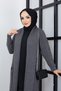 Women's Anthracite Shawl Collar Knitted Detailed Pocket Knitwear Cardigan - 2