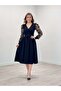 Double Fabric 3D Floral Sleeve Dress - Black