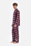 Red Jacket Collar Piping Plaid Woven Pajama Set - 3