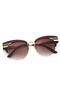 Women's Sunglasses Brown Frame Brown Glass with Embroidery Detail