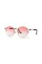 Women's Sunglasses Round Design Leopard Detailed Silver Frame Gradient Glass