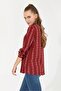 Shirt Collar Patterned Red Women's Shirt Sativus - 3