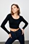 Women's Black Pool Collar Camisole Crop Body - 5