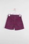Girl's Purple Corduroy Shorts with Belt Detail - 3